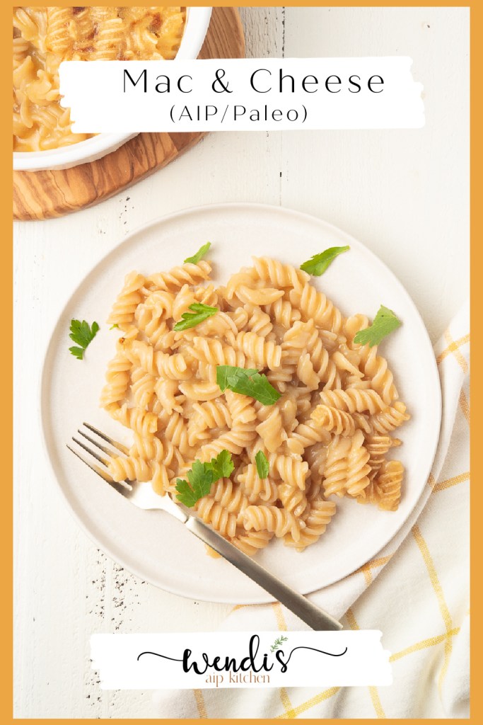 This is the Pinterest Pin for Mac and Cheese (AIP/Paleo)