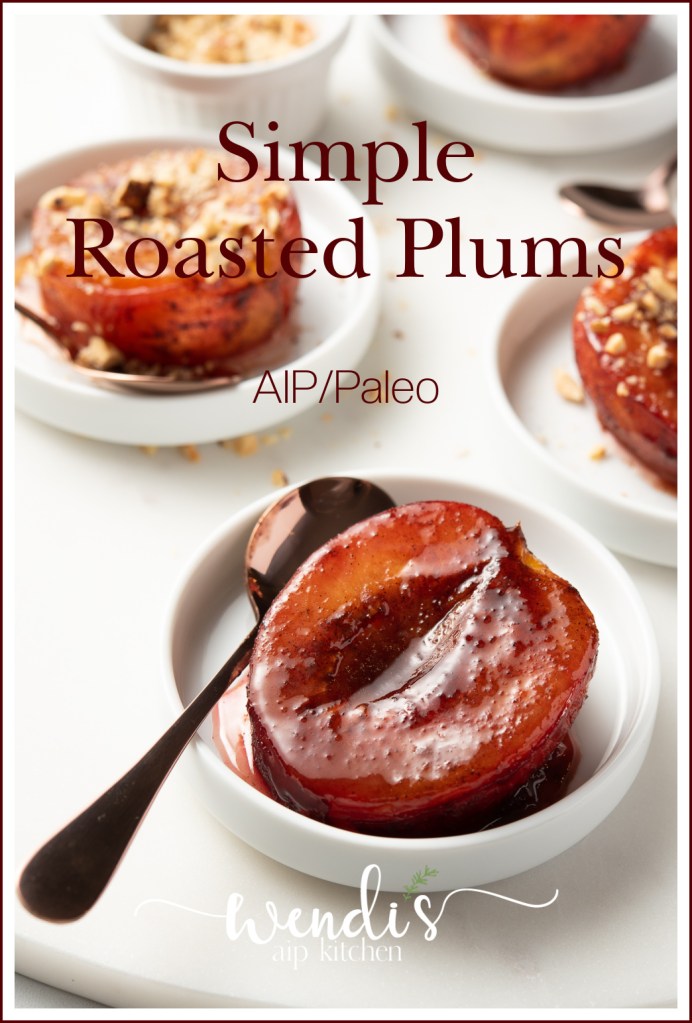Pinterest Pin for Simple Roasted Plums